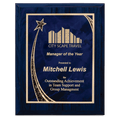 8" x 10"  Blue Woodgrain Plaque with Blue Rising Star Plate