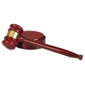 10" Rosewood Piano Finish Gavel with Brass Band & Sounding Block