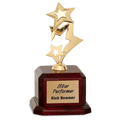 Gold Metal Rising 3-Star on Rosewood Piano Finish Base