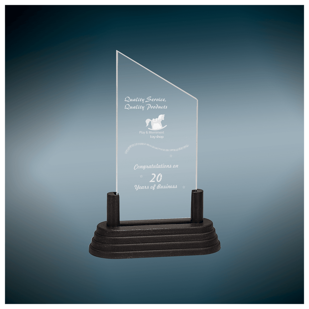 Clear 7" Corners Pop-In Acrylic with Gold Pedestal Base