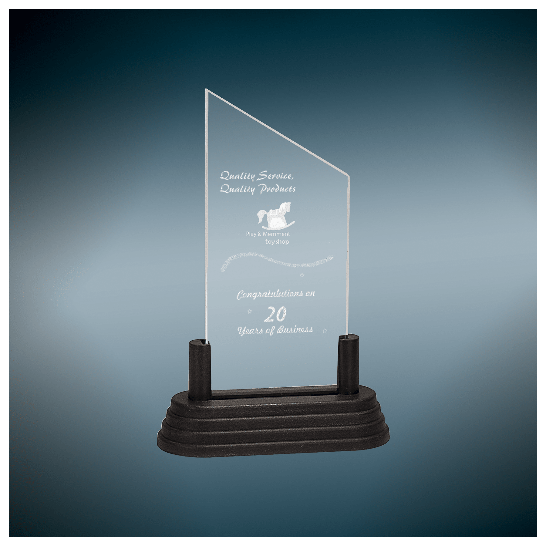 Clear 7" Corners Pop-In Acrylic with Gold Pedestal Base