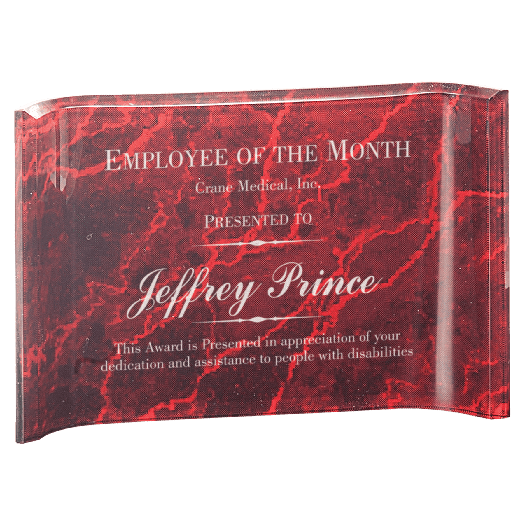 Red 6" x 4" Marbleized Acrylic Crescent