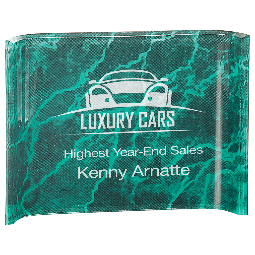 Green 8" x 6" Marbleized Acrylic Crescent