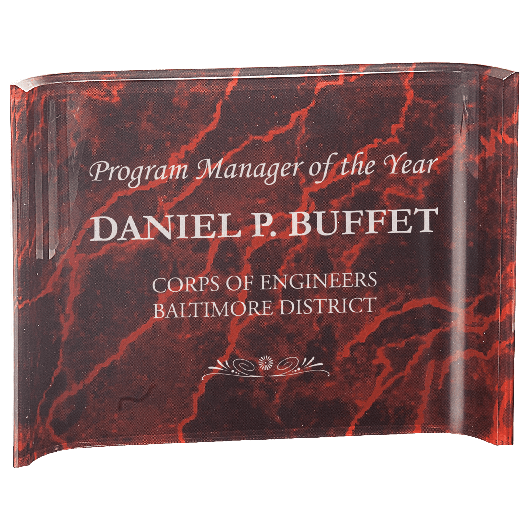 Red 8" x 6" Marbleized Acrylic Crescent