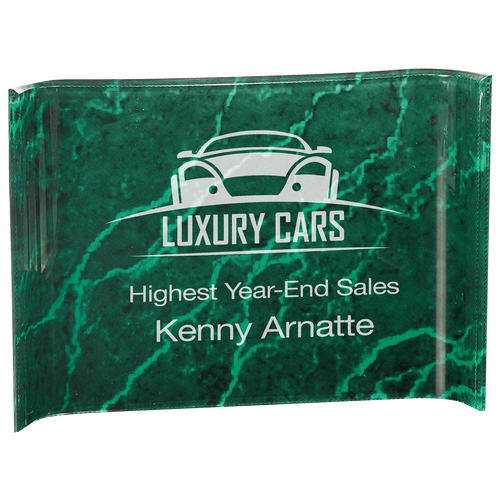 Green 10" x 7" Marbleized Acrylic Crescent