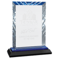 7" Clear Rectangle Accent Glass on Blue and Black Reflective Base