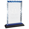8" Clear Rectangle Accent Glass on Black and Blue Reflective Base