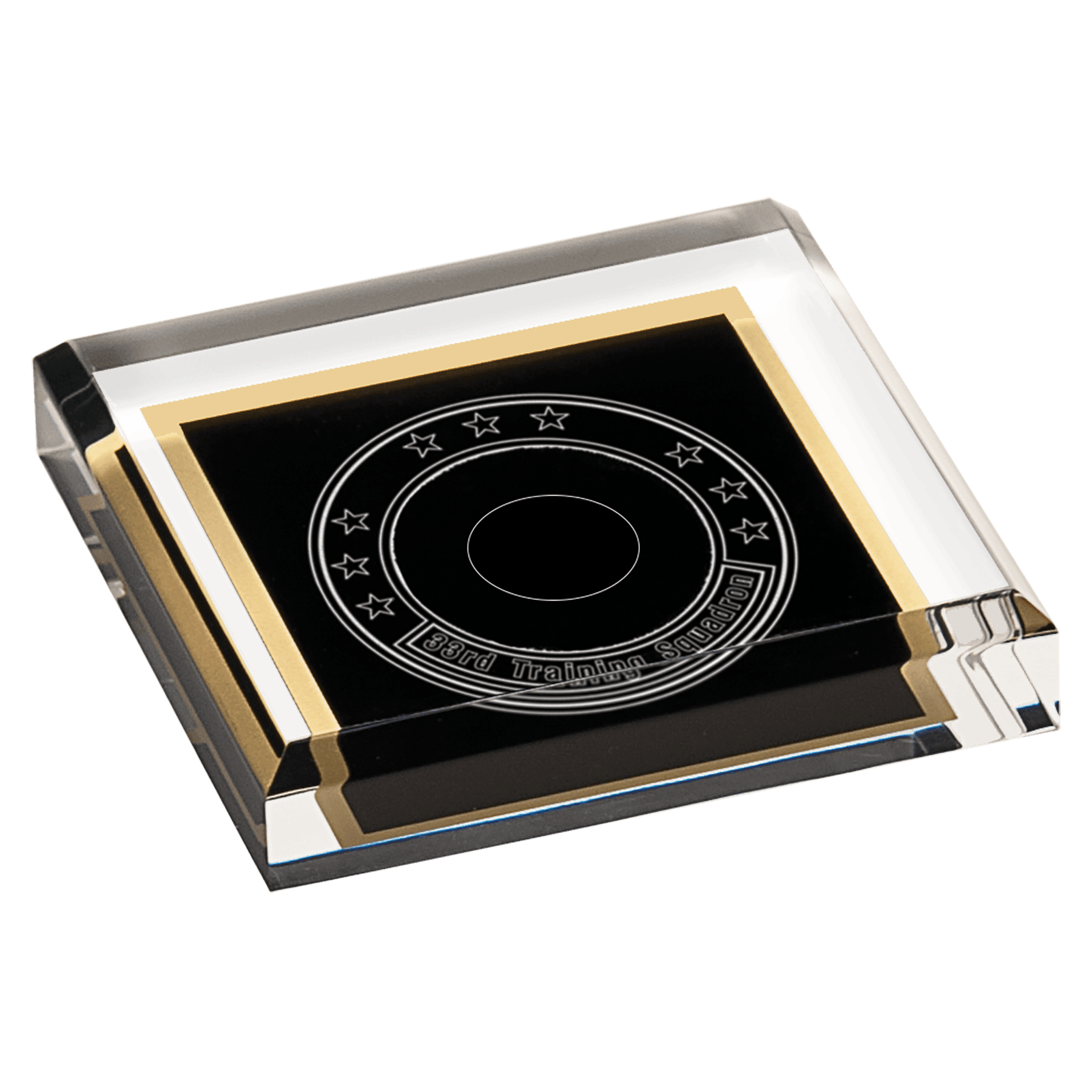 Black 3 3/4" x 3 3/4" Acrylic Paperweight