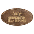 3 1/4" x 1 3/4" Rustic/Gold Laserable Leatherette Oval Badge Blank with Magnet