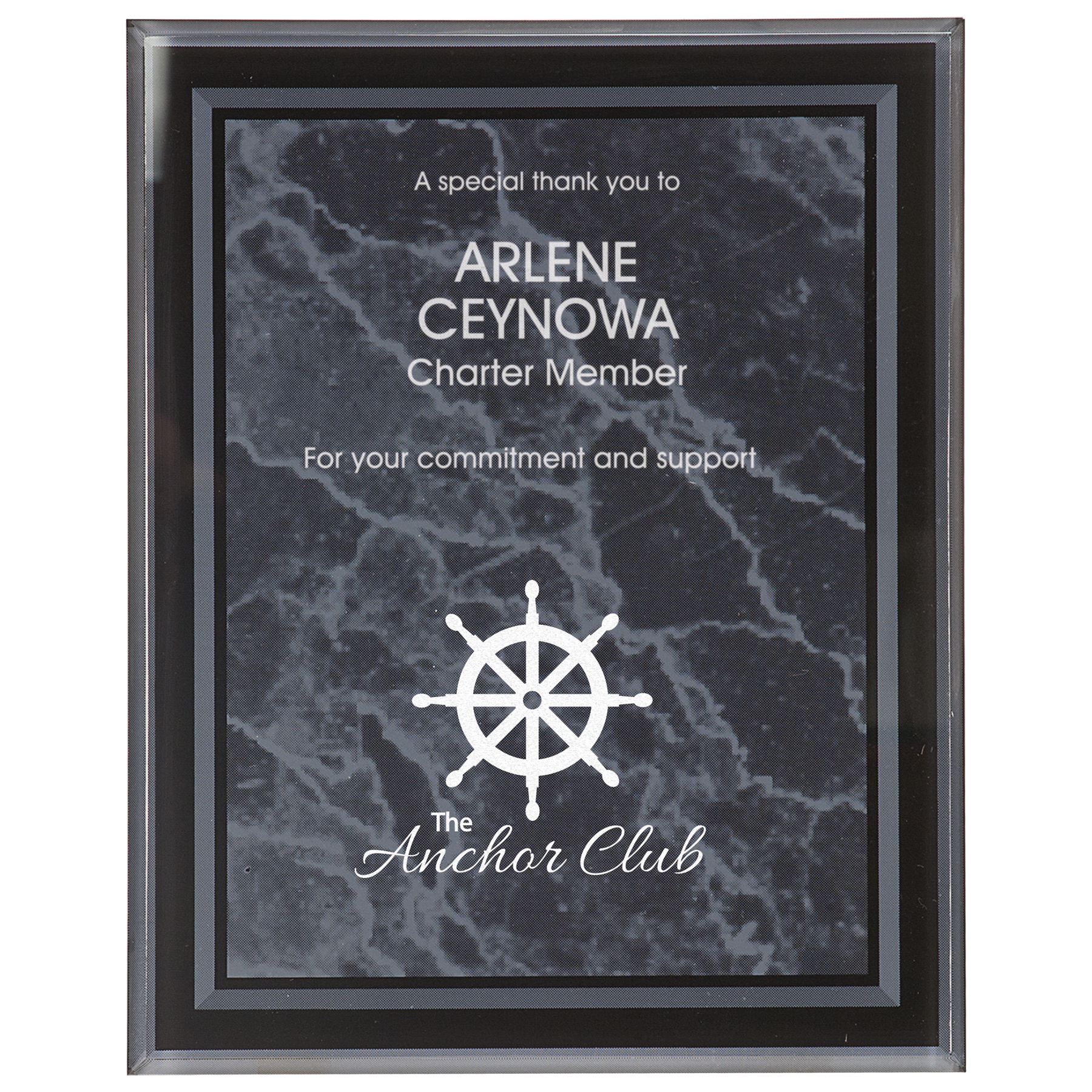 Black Marble Border Clear 7" x 9" -Plaq Acrylic