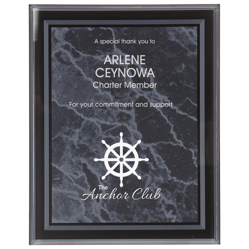Black Marble Border Clear 9" x 11" -Plaq Acrylic
