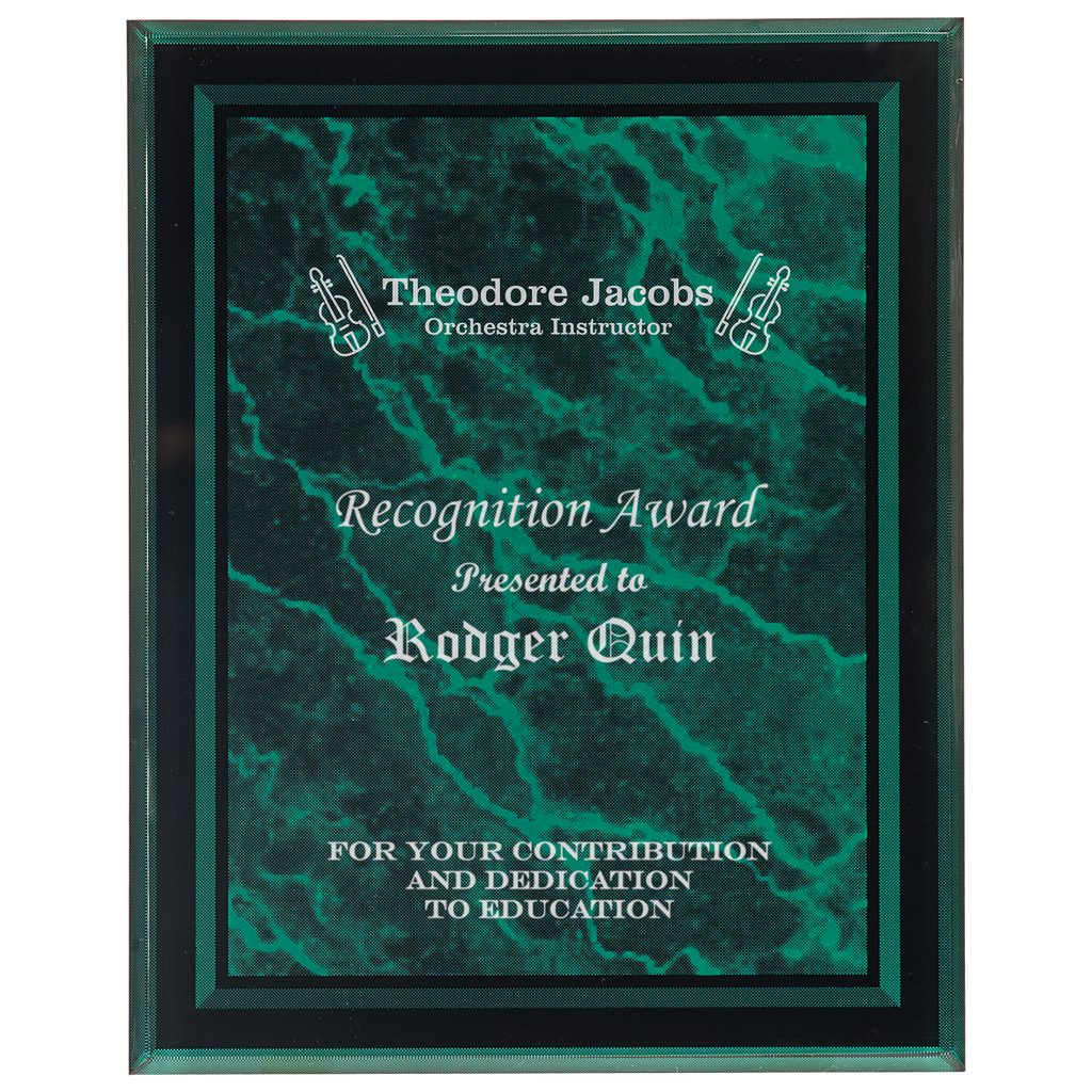 Green Marble Border Clear 9" x 11" -Plaq Acrylic