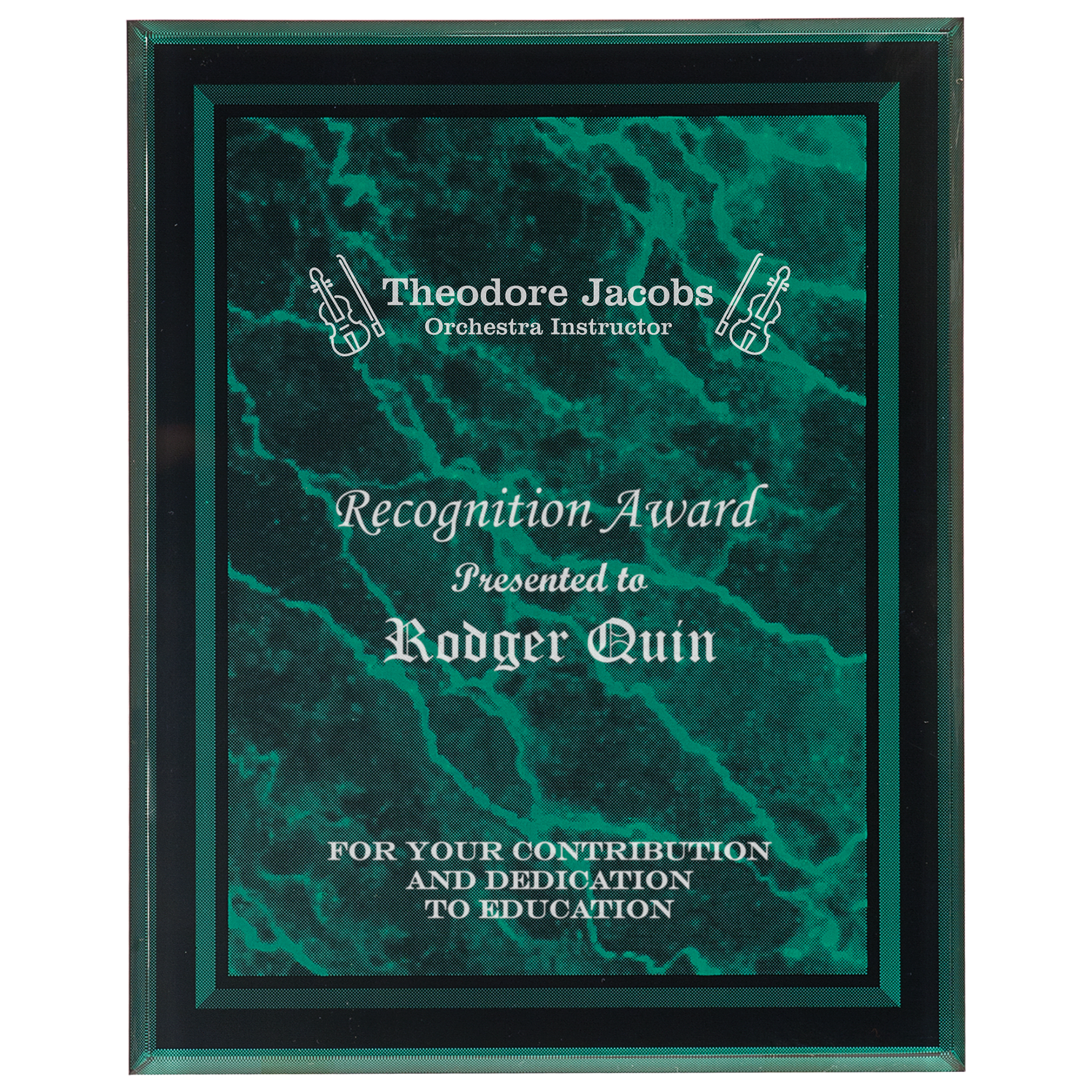 Green Marble Border Clear 9" x 11" -Plaq Acrylic