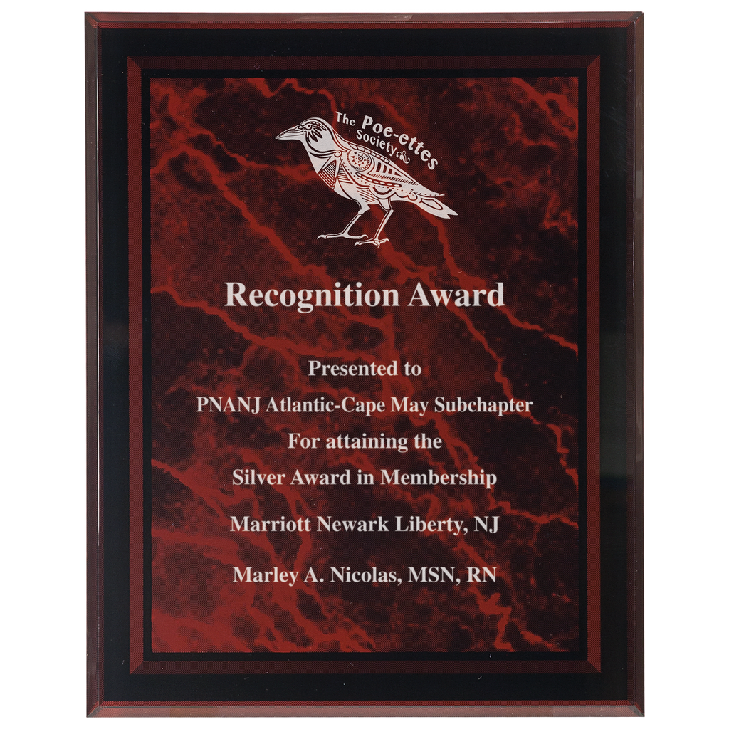 Red Marble Border Clear 9" x 11" -Plaq Acrylic