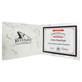 9" x 12" White Marble Laserable Leatherette Certificate Holder for 8 1/2" x 11"