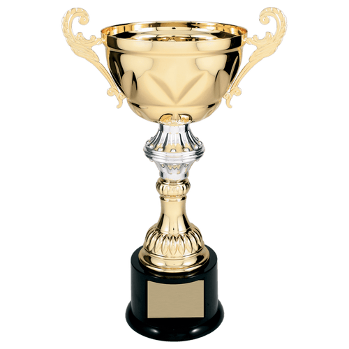Gold 13" Completed Metal Cup Trophy on Plastic Base
