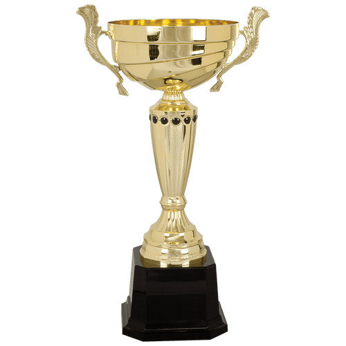 Gold 15 1/2" Completed Metal Cup Trophy on Plastic Base