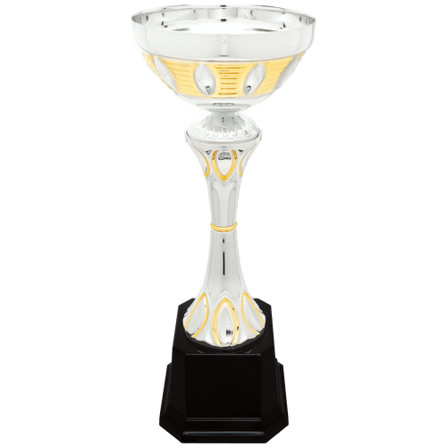 Silver/Gold 2 12" Completed Metal Cup Trophy on Plastic Base