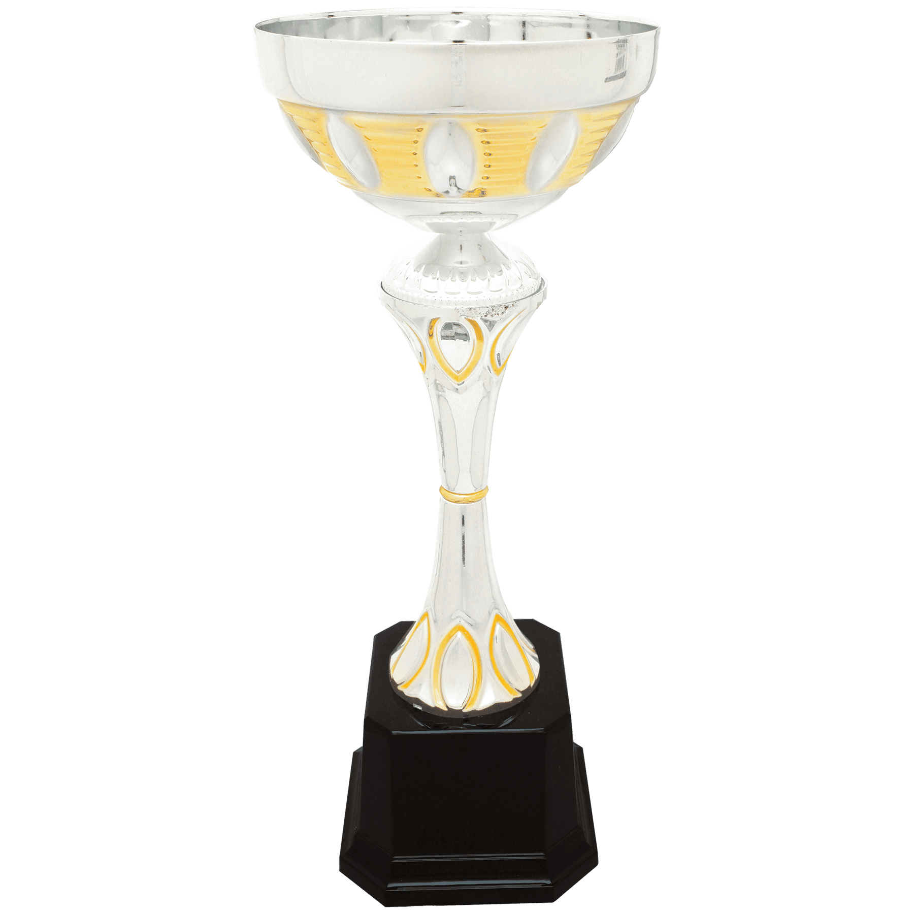 13 1/2" Silver/Gold Completed Metal Cup Trophy on Plastic Base