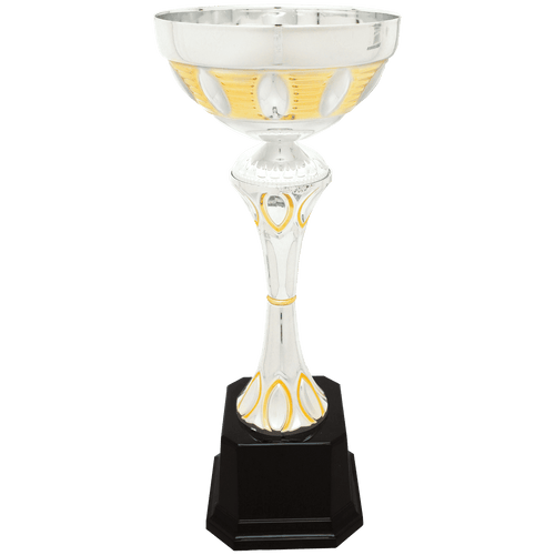 13 1/2" Silver/Gold Completed Metal Cup Trophy on Plastic Base