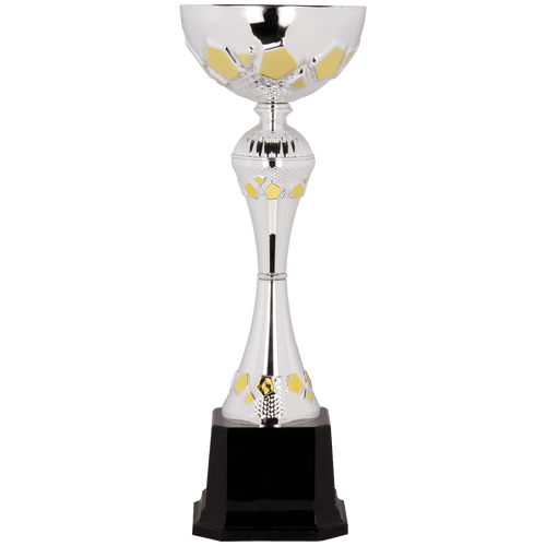Silver/Gold 13 1/4" Completed Metal Cup Trophy on Plastic Base