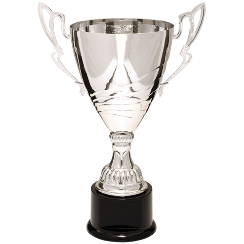 Silver 15" Completed Metal Cup Trophy on Plastic Base