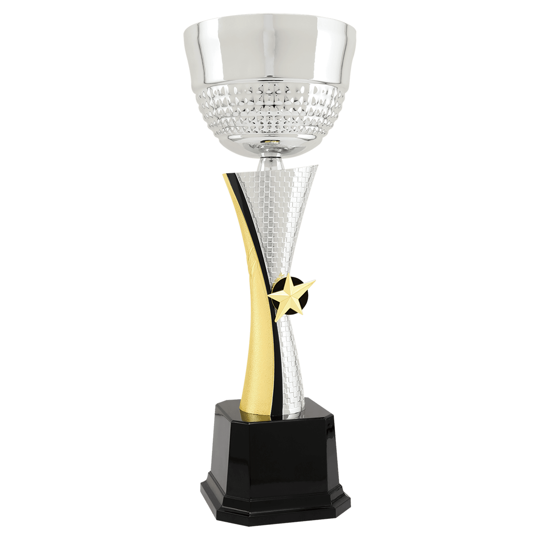 15" Silver/Gold Textured Completed Metal Cup Trophy
