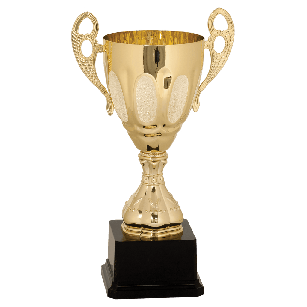 Gold 11" Completed Metal Cup Trophy on Plastic Base