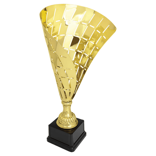 Gold 15 1/2" Metal Flag Cup on Plastic Base