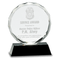 Black 6" Round Facet Crystal on Pedestal Base