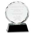 Black 5" Round Facet Crystal on Pedestal Base