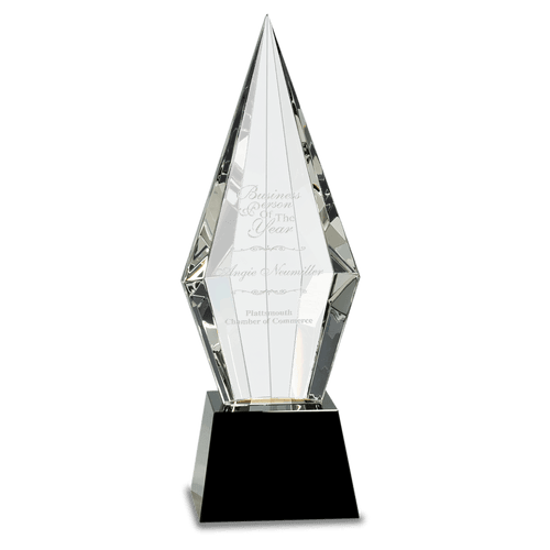 Black 11" Obelisk Facet Crystal on Pedestal Base