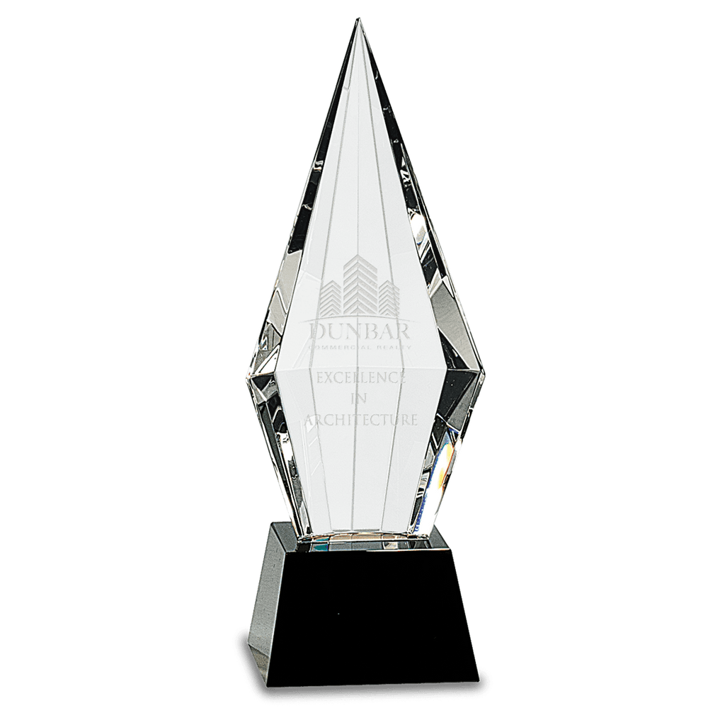 Black 9 1/2" Obelisk Facet Crystal on Pedestal Base