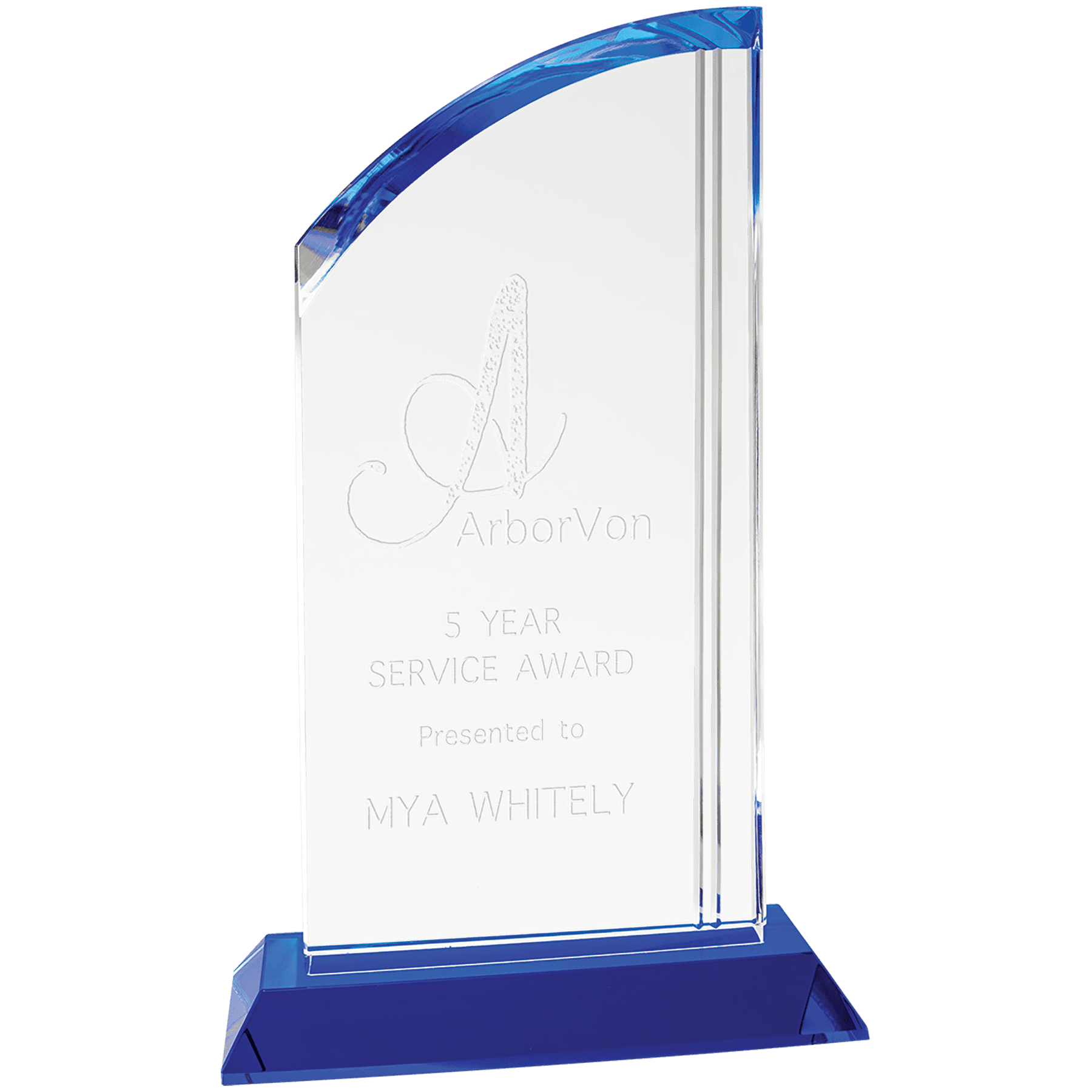 10 1/2" Crystal Arch with Blue Base