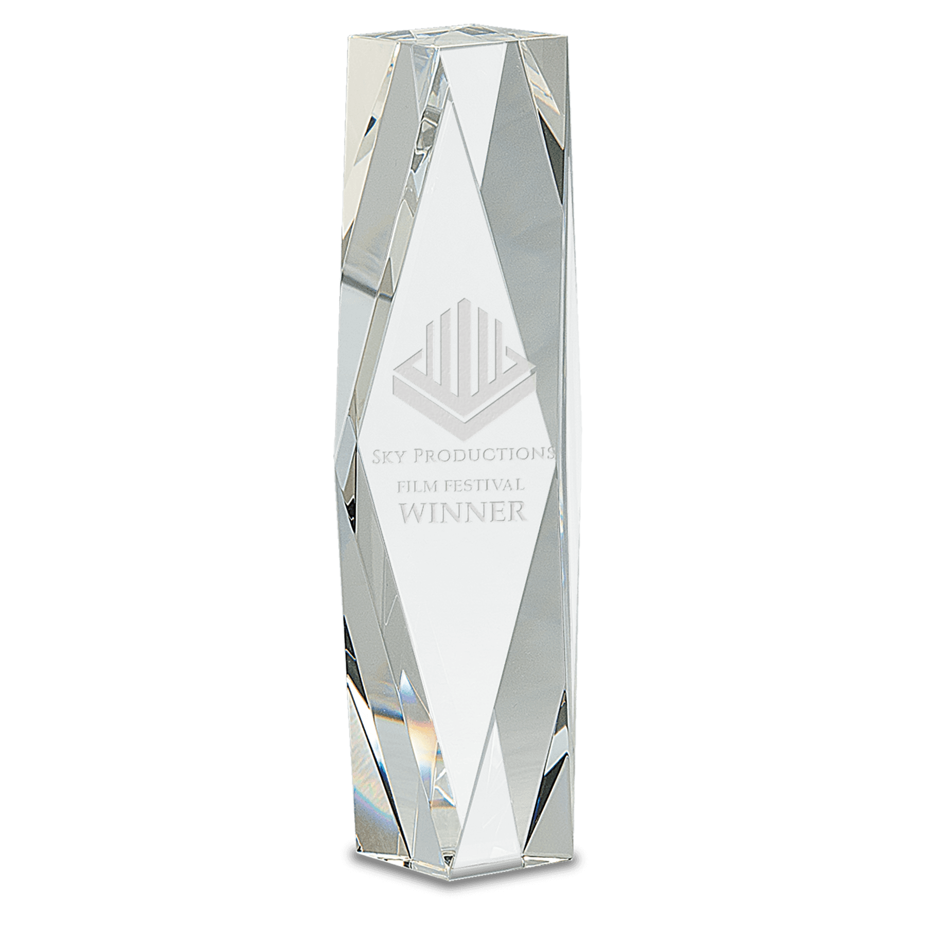 10" Clear Crystal Facet Tower