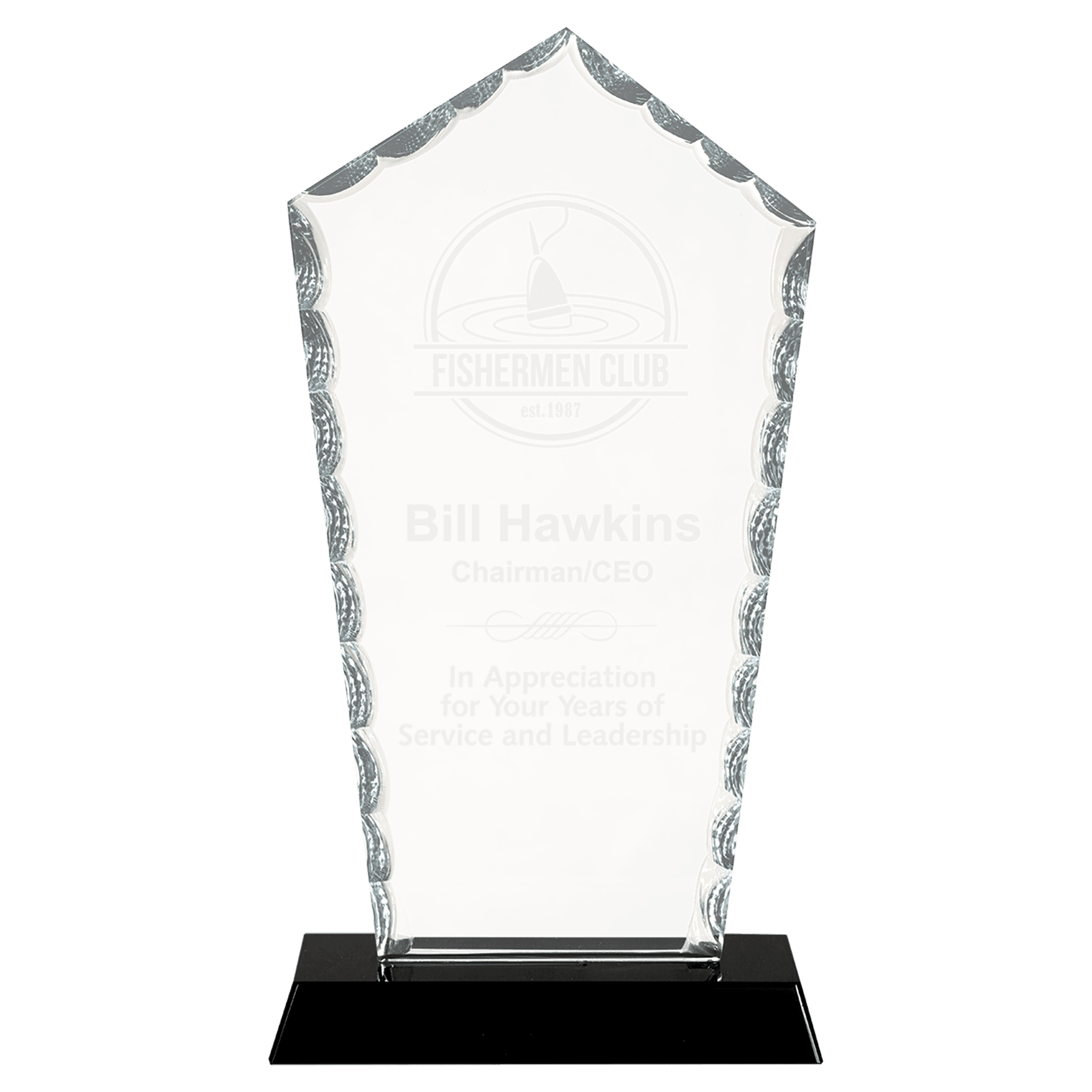 9" Diamond Facet Glass on Black Base