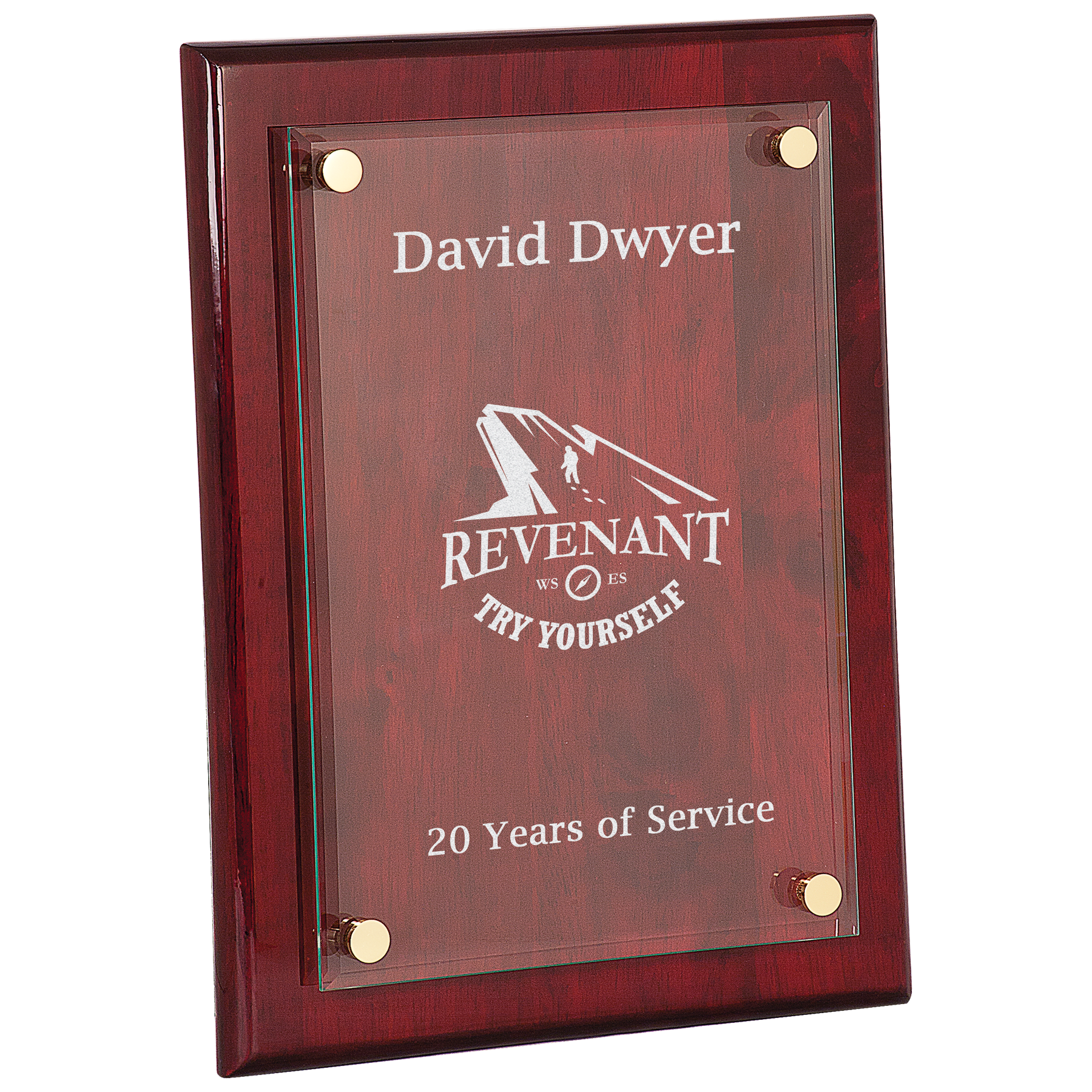 Rosewood 9" x 12" Piano Finish Floating Glass Plaque