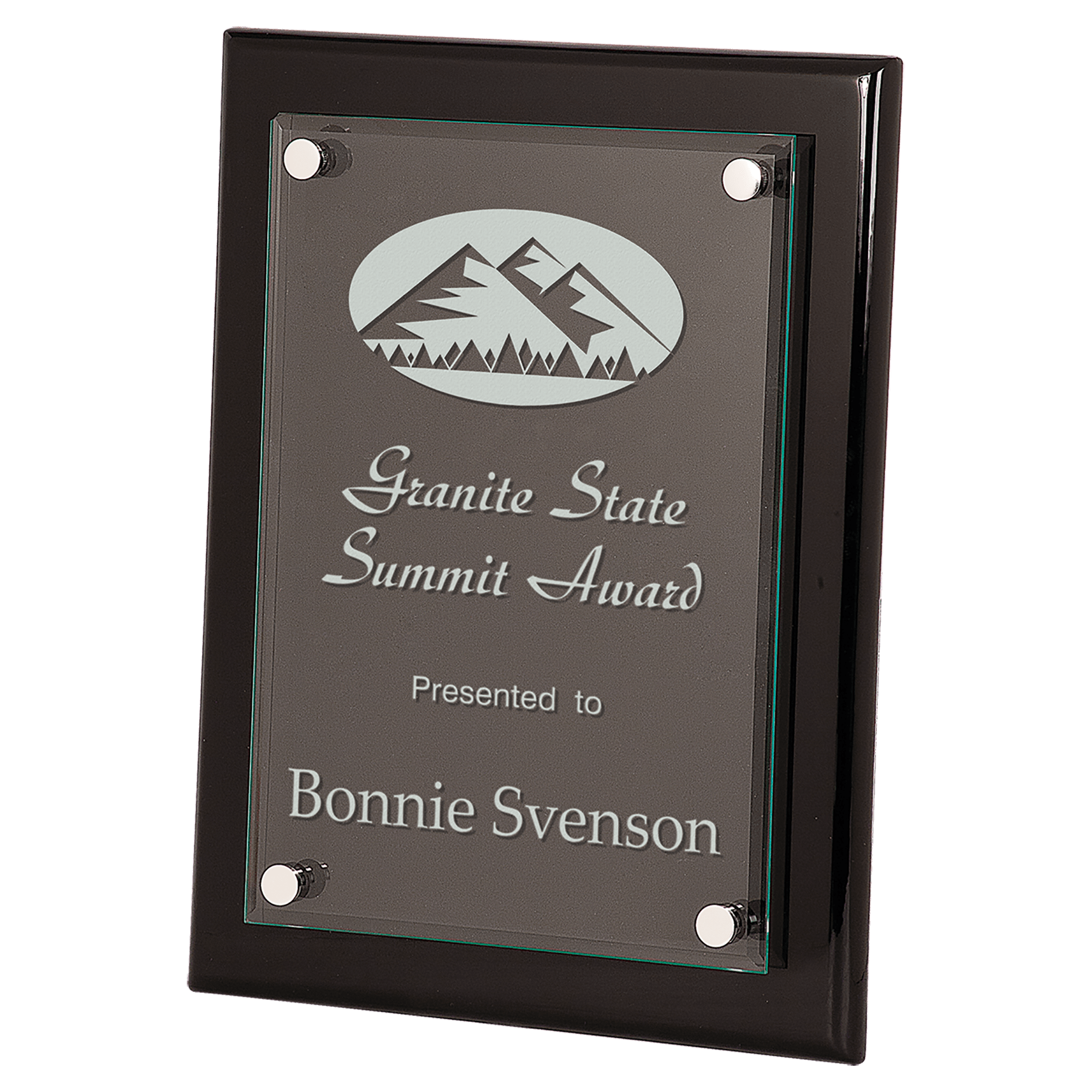 Black 9" x 12" Piano Finish Floating Glass Plaque