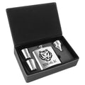 6 oz. Stainless Steel Flask Set in Black/Silver Laserable Leatherette Box