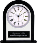 6 1/4" Black/Clear Glass Arch Clock