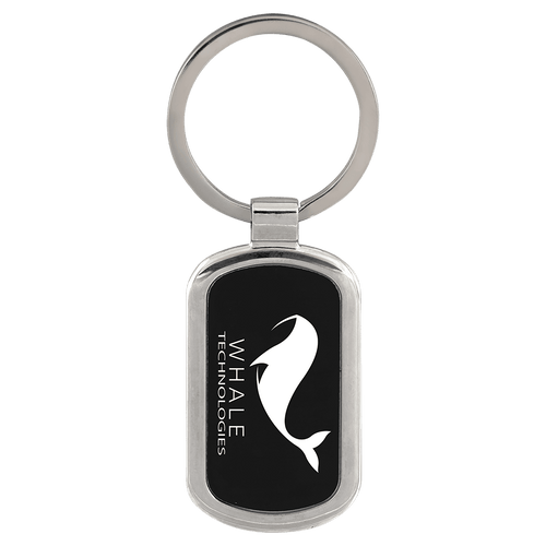 Black 1 1/8" x 1 7/8" Laserable Rectangle Keychain