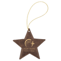 Rustic/Gold Laserable Leatherette Star Ornament with Gold String