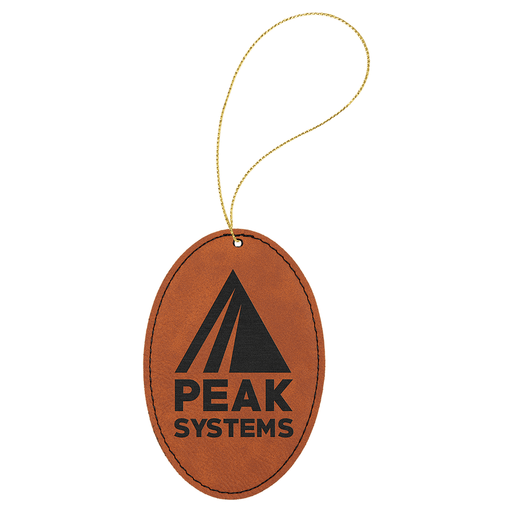 Rawhide Laserable Leatherette Oval Ornament with Gold String