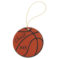 Basketball Laserable Leatherette Round Ornament with Gold String
