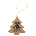 Light Brown Laserable Leatherette Tree Ornament with Gold String
