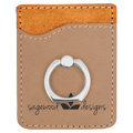 Light Brown Laserable Leatherette Phone Wallet with Silver Ring