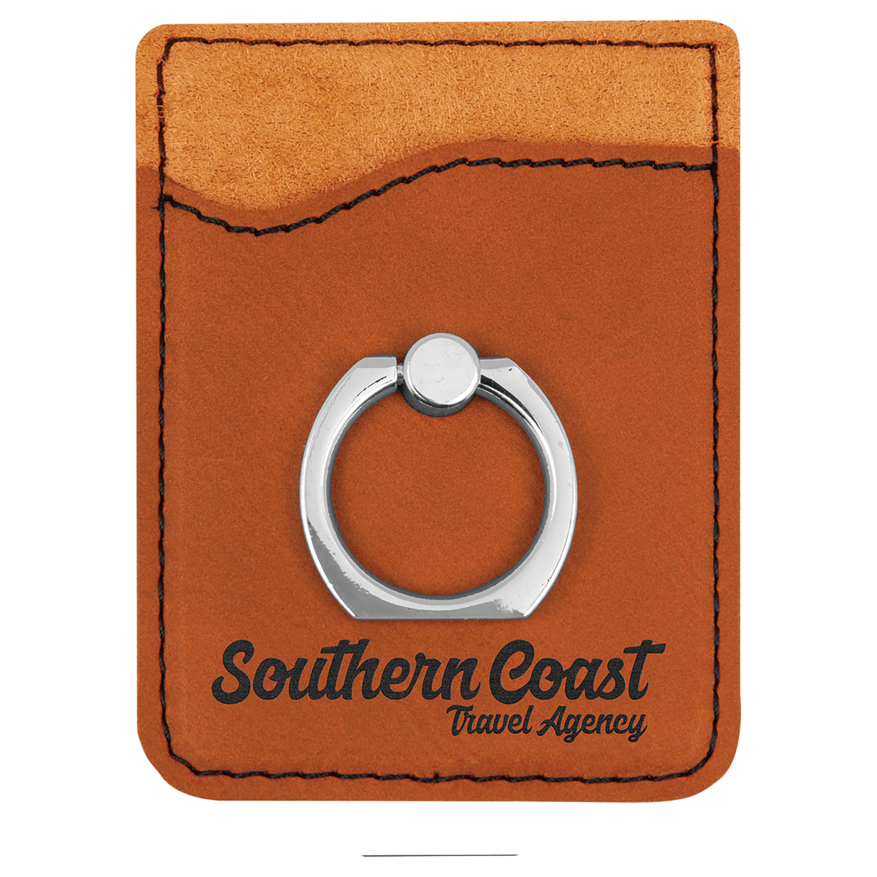 Rawhide Laserable Leatherette Phone Wallet with Silver Ring