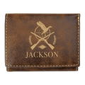 3" x 4" Rustic/Gold Laserable Leatherette Trifold Wallet