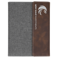 7" x 9" Rustic/Silver Leatherette / Gray Canvas Portfolio with Notepad