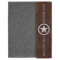9 1/2"x12" Rustic/Silver Laserable Leatherette/Gray Canvas Portfolio w/Notepad
